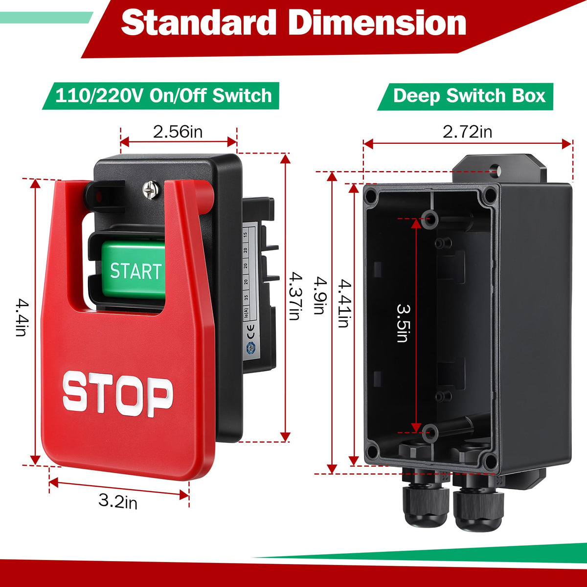 Dreyoo Safety Paddle Switch 120/230V Single Phase for Table Saws | Easy Start/Stop