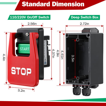 Dreyoo Safety Paddle Switch 120/230V Single Phase for Table Saws | Easy Start/Stop