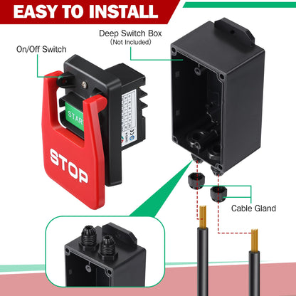 Dreyoo Safety Paddle Switch 120/230V Single Phase for Table Saws | Easy Start/Stop