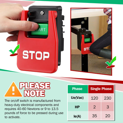 Dreyoo Safety Paddle Switch 120/230V Single Phase for Table Saws | Easy Start/Stop