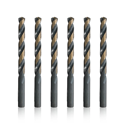 Drill America 3/8-in KFD Split Point Drill Bit Set (6 pcs) – High-Speed Steel, Black & Gold