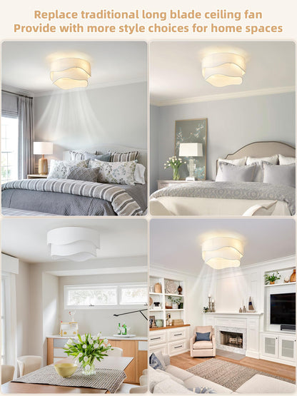 DSYBRI 20-inch Flush Mount Boho Ceiling Fan with Lights - Remote, 6 Speeds, Quiet Operation