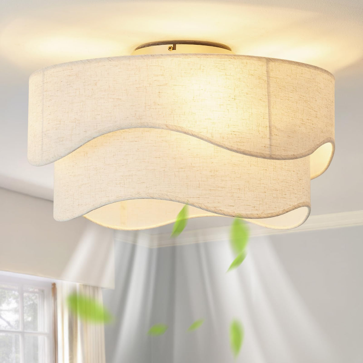 DSYBRI Flush Mount Boho Ceiling Fan with Light | 20in, Remote, 6-Speed