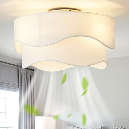 DSYBRI 20-inch Flush Mount Boho Ceiling Fan with Lights - Remote, 6 Speeds, Quiet Operation
