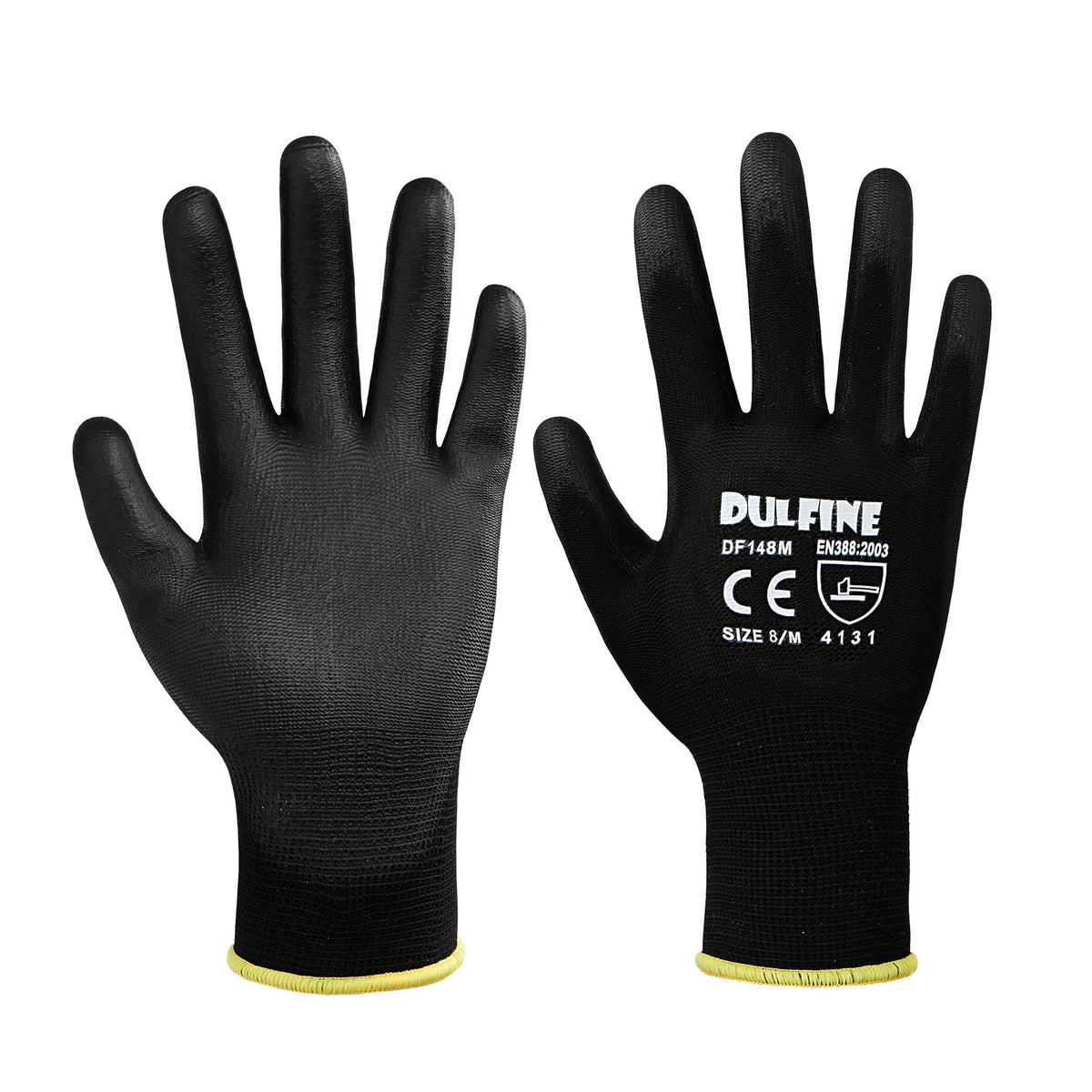 DULFINE Ultra-Thin PU Coated Work Gloves – 12 Pairs, Excellent Grip, Nylon Shell (Small)