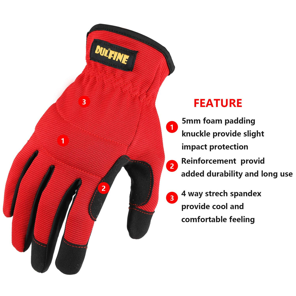 DULFINE High Performance Work Gloves for Men (3 Pairs) – Extra Large, Touch Screen Ready