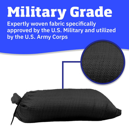 DURASACK Heavy Duty Sand Bags – 14x26 in, 50 lb Capacity, UV Protected, Pack of 20 with Tie Strings