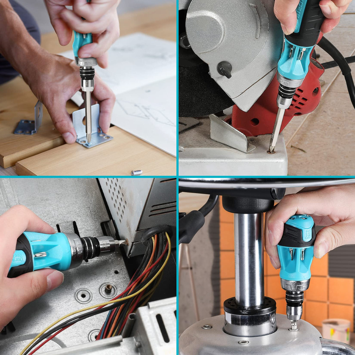 DURATECH 2PC Ratcheting Screwdriver Set — 12-in-1 Standard & Stubby with Quick-Load Bits