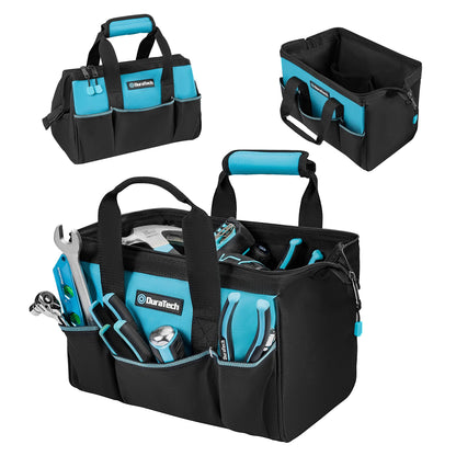 DURATECH 13-Inch Small Tool Bag with 9 Pockets – Durable Wide-M Mouth Carrier