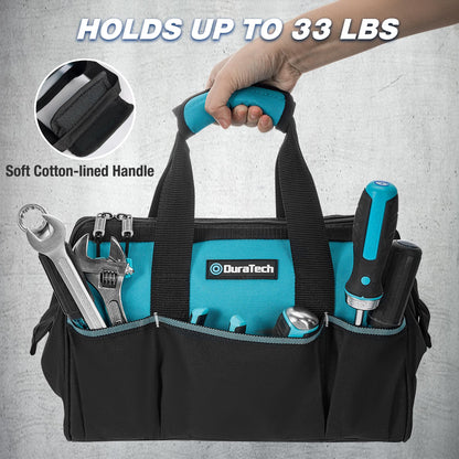 DURATECH 13-Inch Small Tool Bag with 9 Pockets – Durable Wide-M Mouth Carrier
