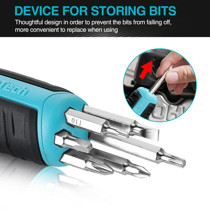 DURATECH 2PC Ratcheting Screwdriver Set — 12-in-1 Standard & Stubby with Quick-Load Bits