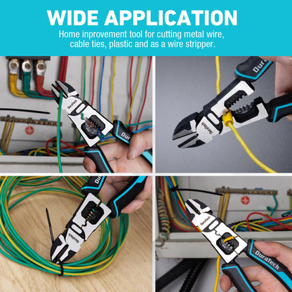 DURATECH 4-in-1 Diagonal Cutting Pliers — 8" Heavy-Duty Wire Cutter & Wire Stripper
