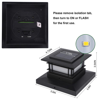 Dynaming 2 Pack Solar Post Cap Lights with Flickering Flame – Outdoor Fence Post Lights for 4x4–6x6 Posts