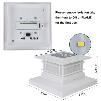 Dynaming 2 Pack Solar Post Cap Lights with Flickering Flame LED | Fits 4x4–5x5 Posts