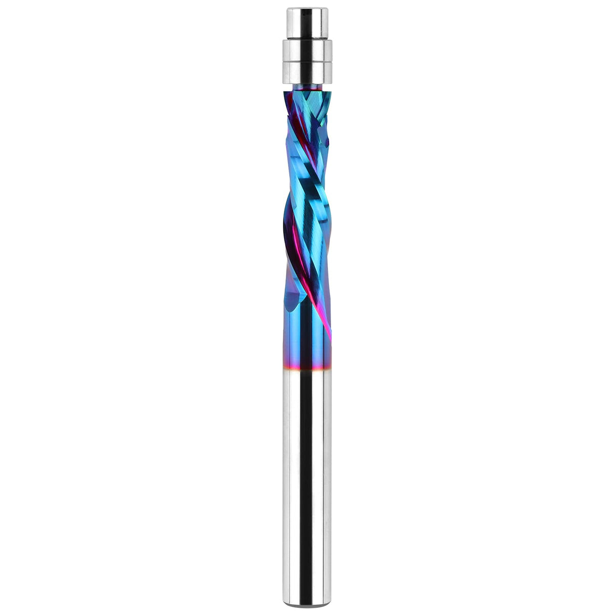 EANOSIC Up Down Compression Spiral Flush Trim Bit – 1/4in Shank, Solid Carbide, Nano Blue Coating