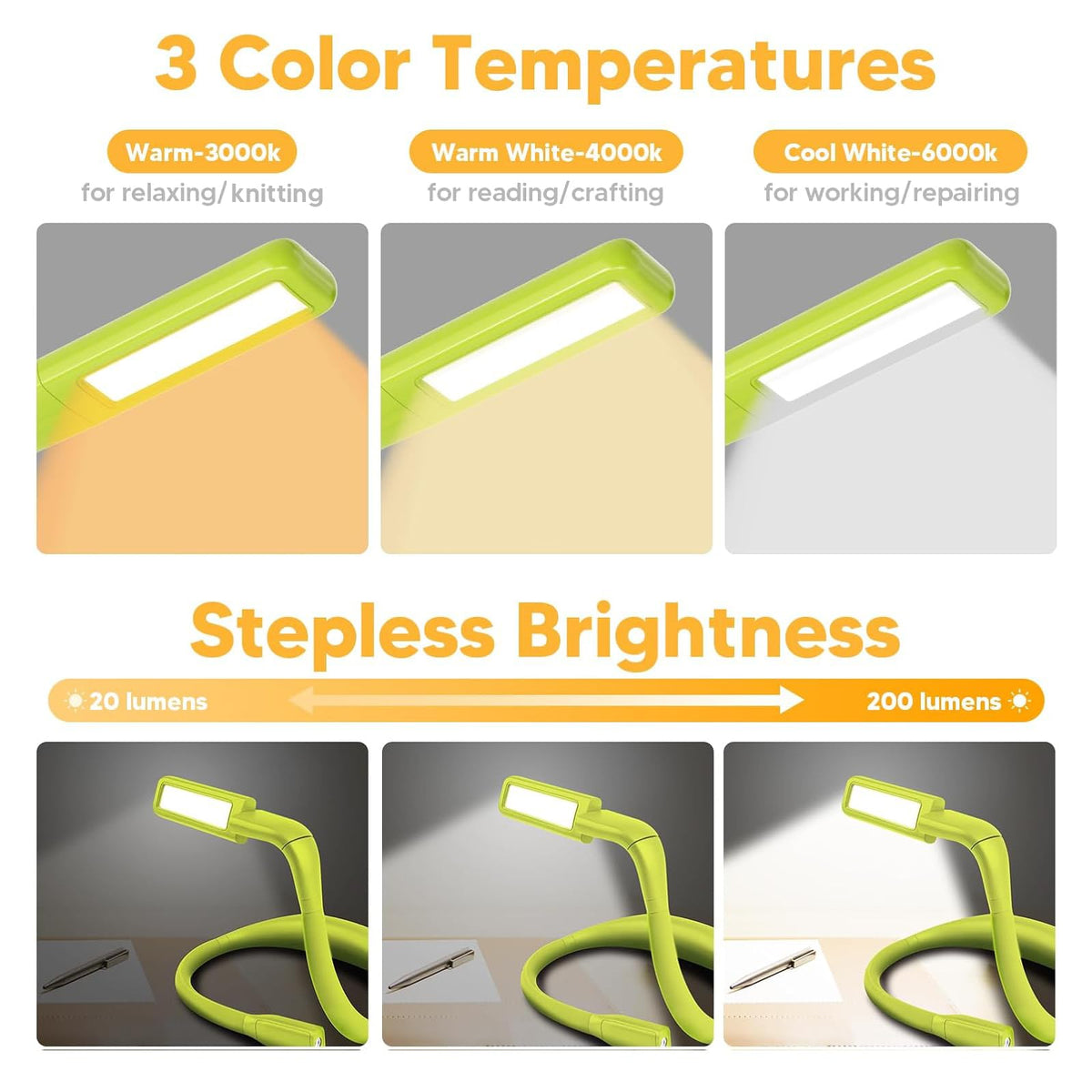 EastPin Neck Book Light — Dual-Lamp Neck Reading & Crafting Lamp