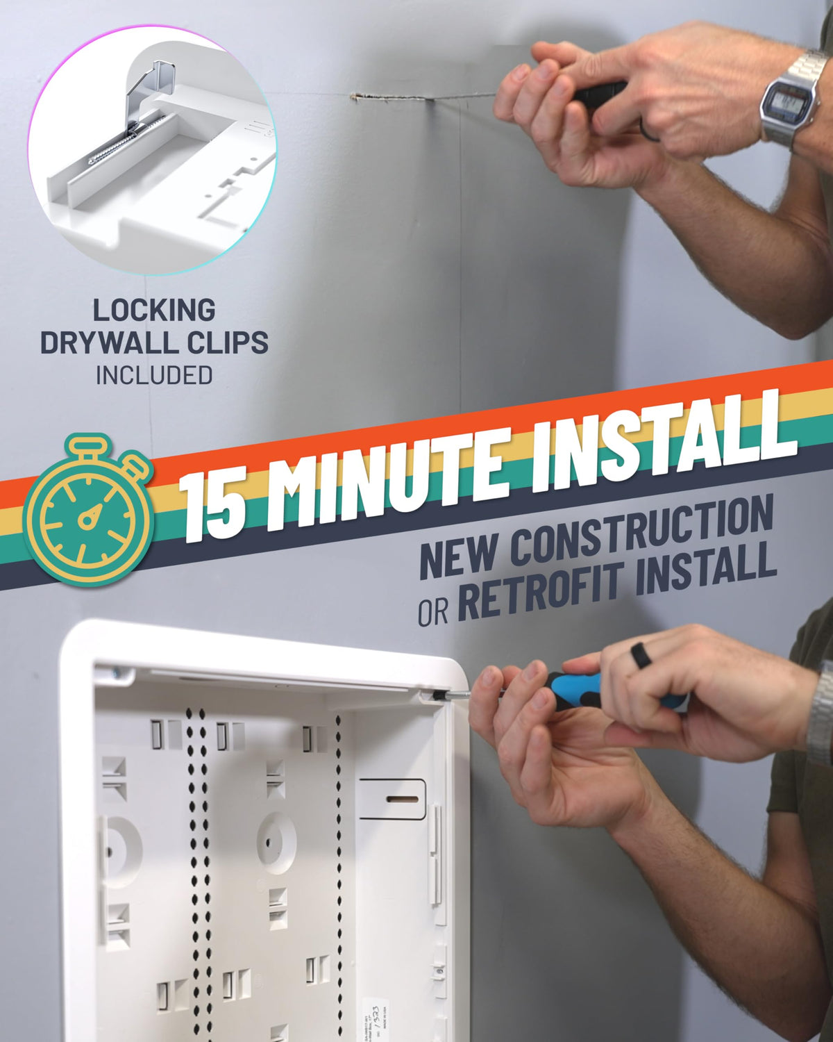 ECHOGEAR 17-In Wall TV Media Box | Recessed Outlet & Network Enclosure