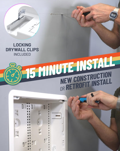 ECHOGEAR 17-In Wall TV Media Box | Recessed Outlet & Network Enclosure