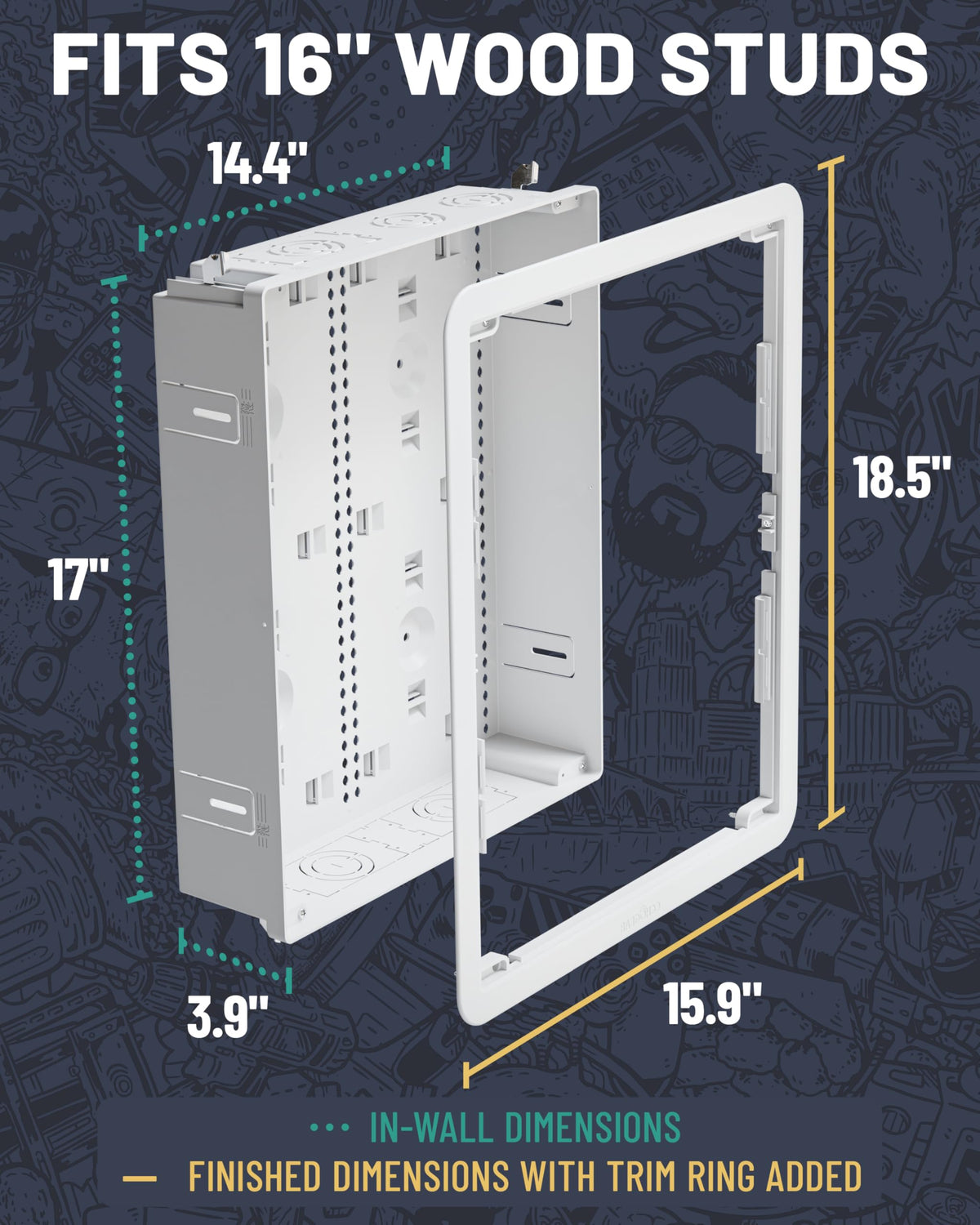ECHOGEAR 17-In Wall TV Media Box | Recessed Outlet & Network Enclosure