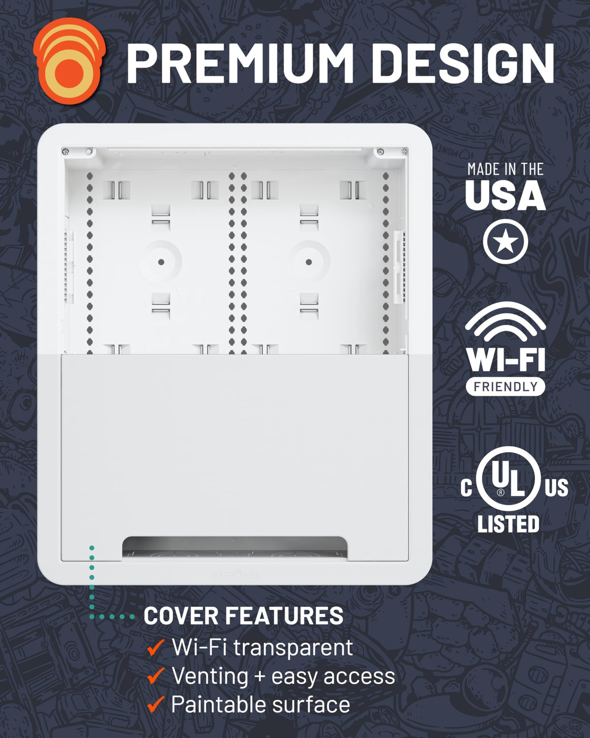 ECHOGEAR 17-In Wall TV Media Box | Recessed Outlet & Network Enclosure