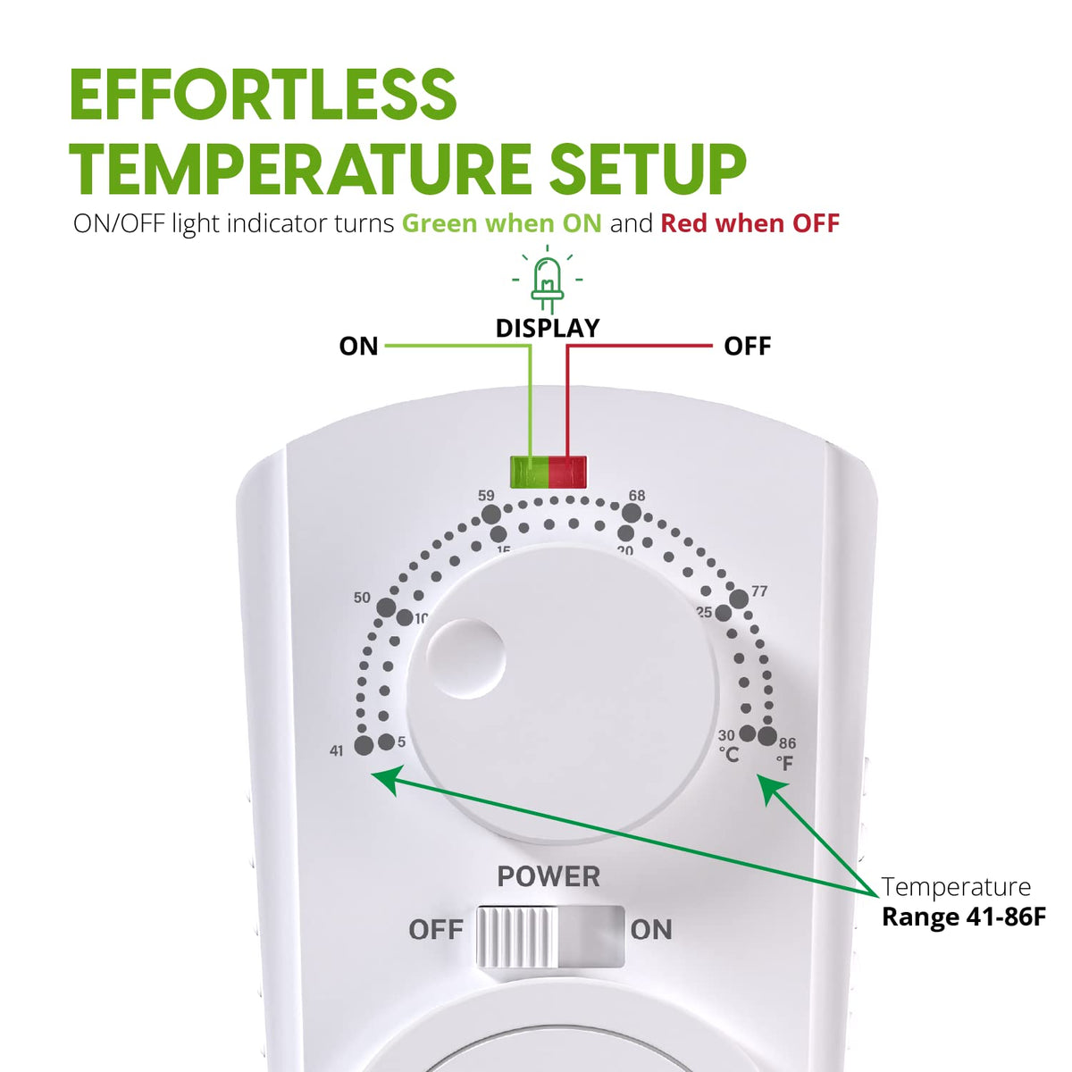 EconoHome Adjustable Thermostat – Universal Plug-in Heating & Cooling Controller