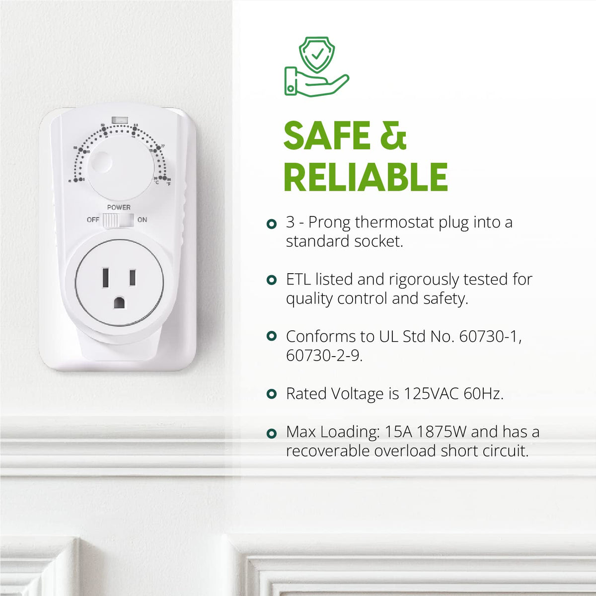 EconoHome Adjustable Thermostat – Universal Plug-in Heating & Cooling Controller