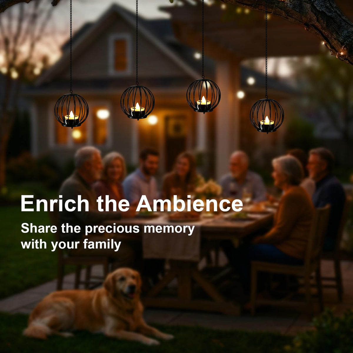 Edenseelake Solar Hanging Lanterns – 4 Pack Outdoor Waterproof Spherical Lanterns with Flickering LEDs