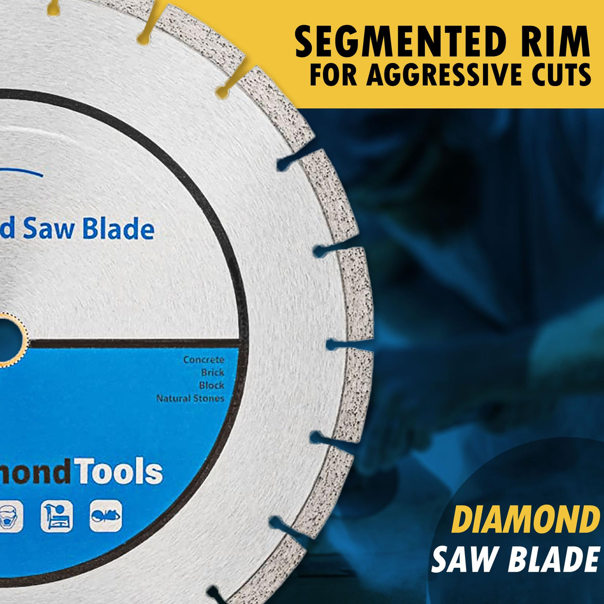 EDiamondTools 7-inch Segmented Diamond Saw Blade for Concrete, Brick, Block and Masonry | 10mm Segment Height, 7/8-inch Arbor