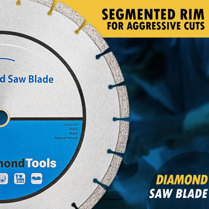 EDiamondTools 7-inch Segmented Diamond Saw Blade for Concrete, Brick, Block and Masonry | 10mm Segment Height, 7/8-inch Arbor