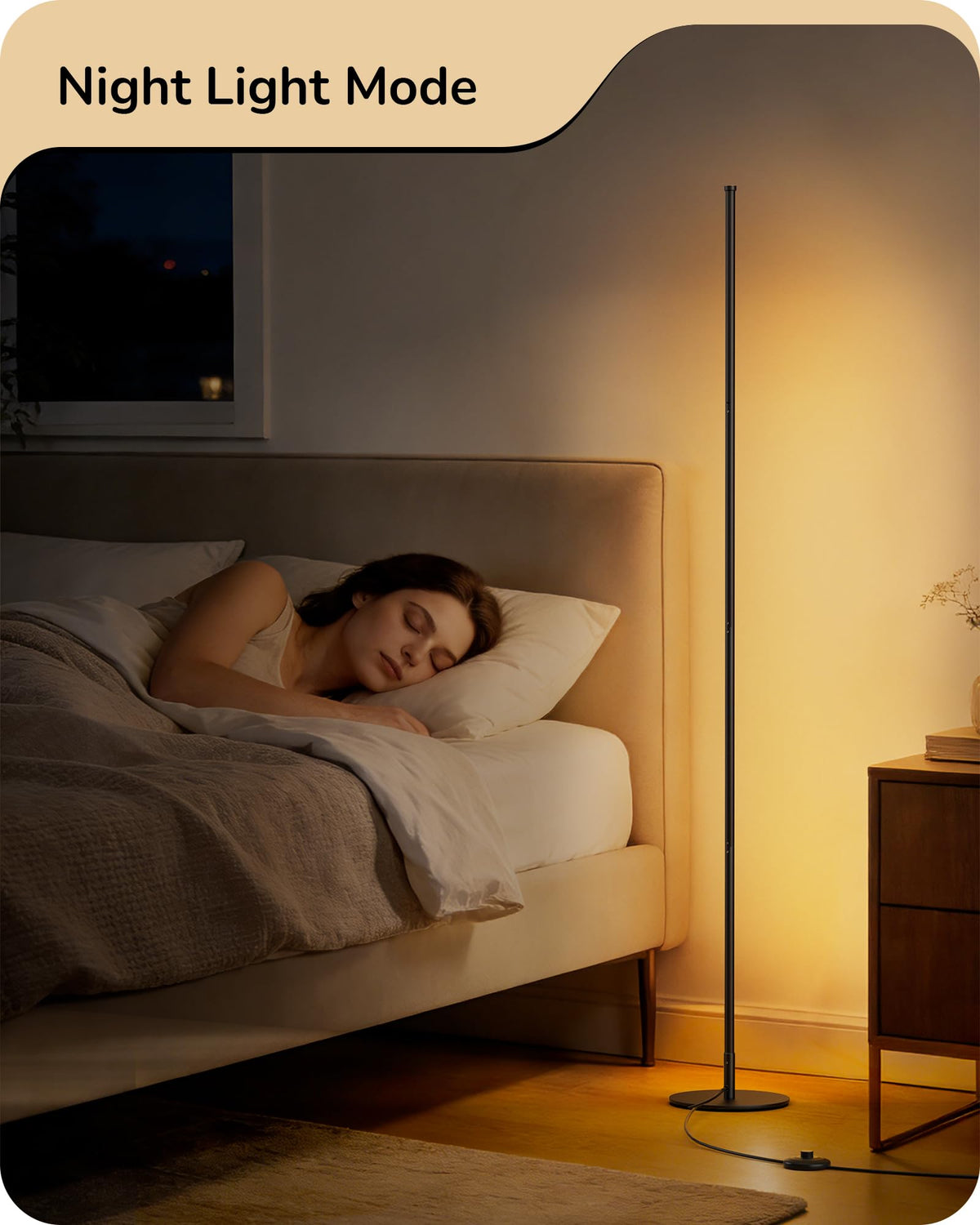 EDISHINE 59.8 inch Modern Floor Lamp — 3 Height Settings, 3 Color Temperatures, Stepless Dimming, Remote Control