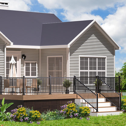 Egadis 36-in H x 12-ft W Aluminum Railing Kit — Black Textured Finish, 2 Post 2 Panel