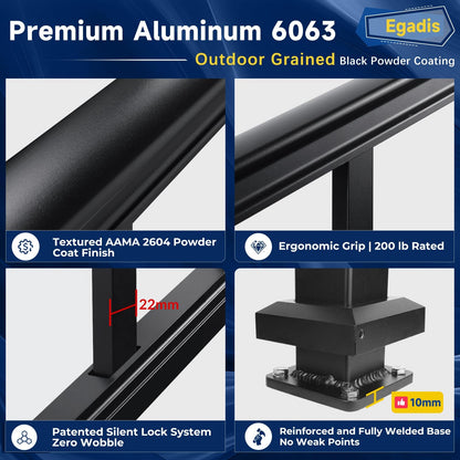 Egadis 36-in H x 12-ft W Aluminum Railing Kit — Black Textured Finish, 2 Post 2 Panel