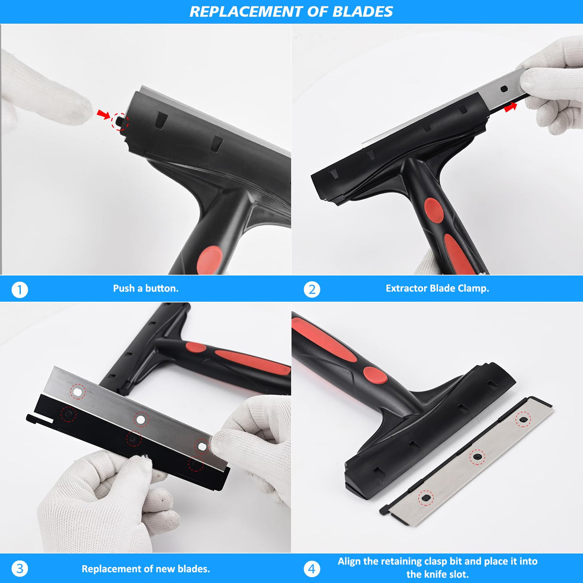 EHDIS Extenble Razor Scraper Kit — Extendable 16-58in Handle, 6in Blade, 10 Blades