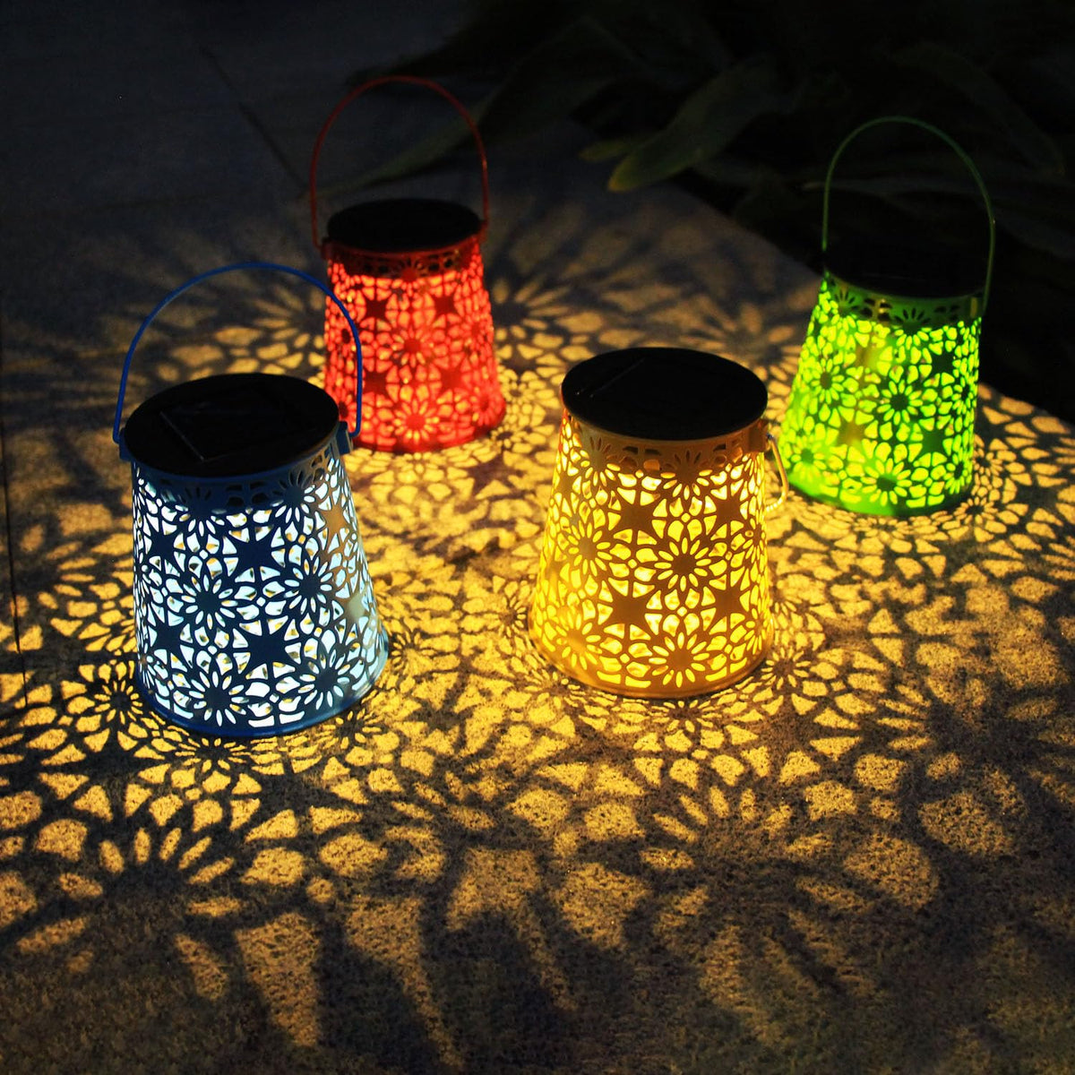 EiGreen 4-Pack Solar Lanterns – Outdoor Waterproof Hanging Lights for Garden, Patio