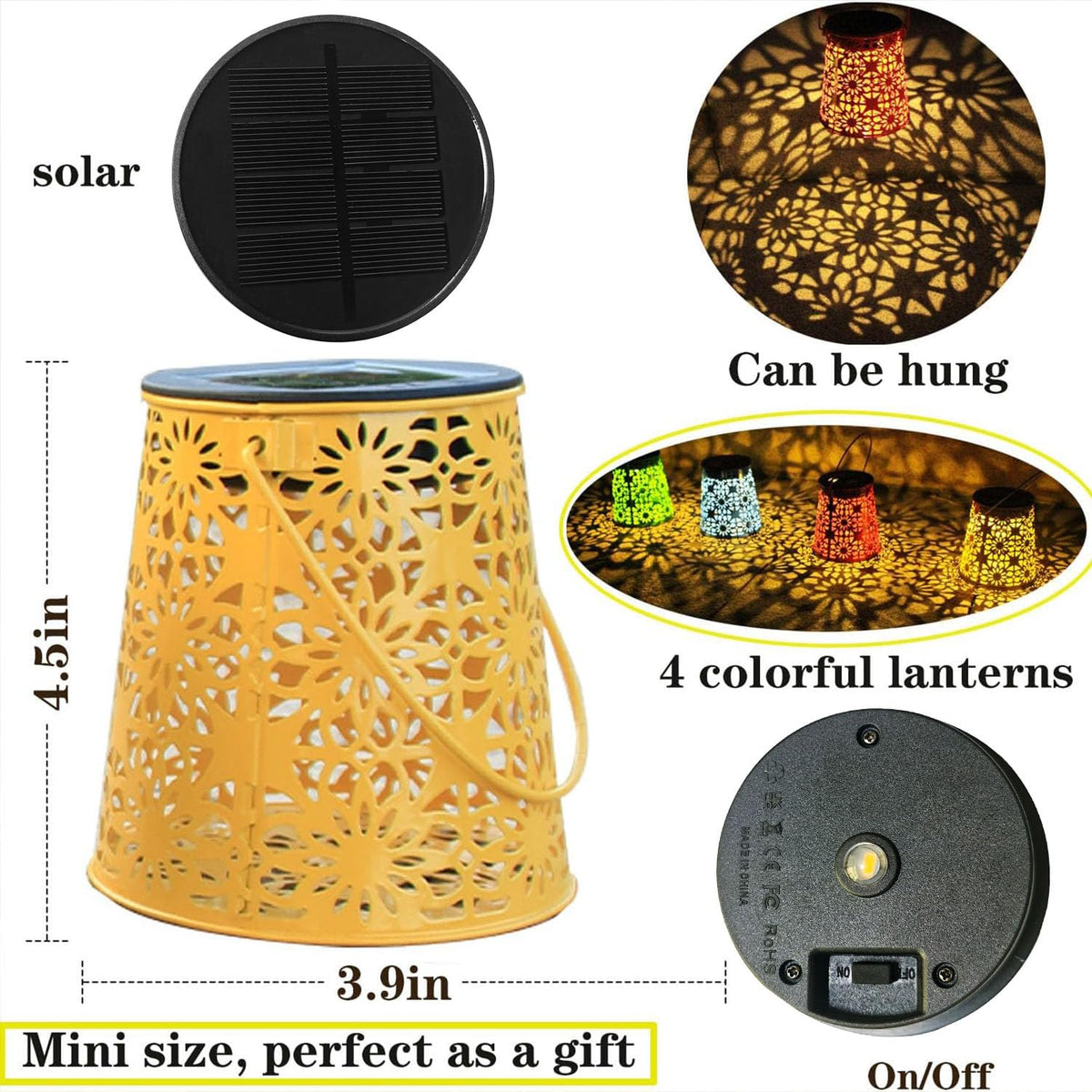 EiGreen 4-Pack Solar Lanterns – Outdoor Waterproof Hanging Lights for Garden, Patio