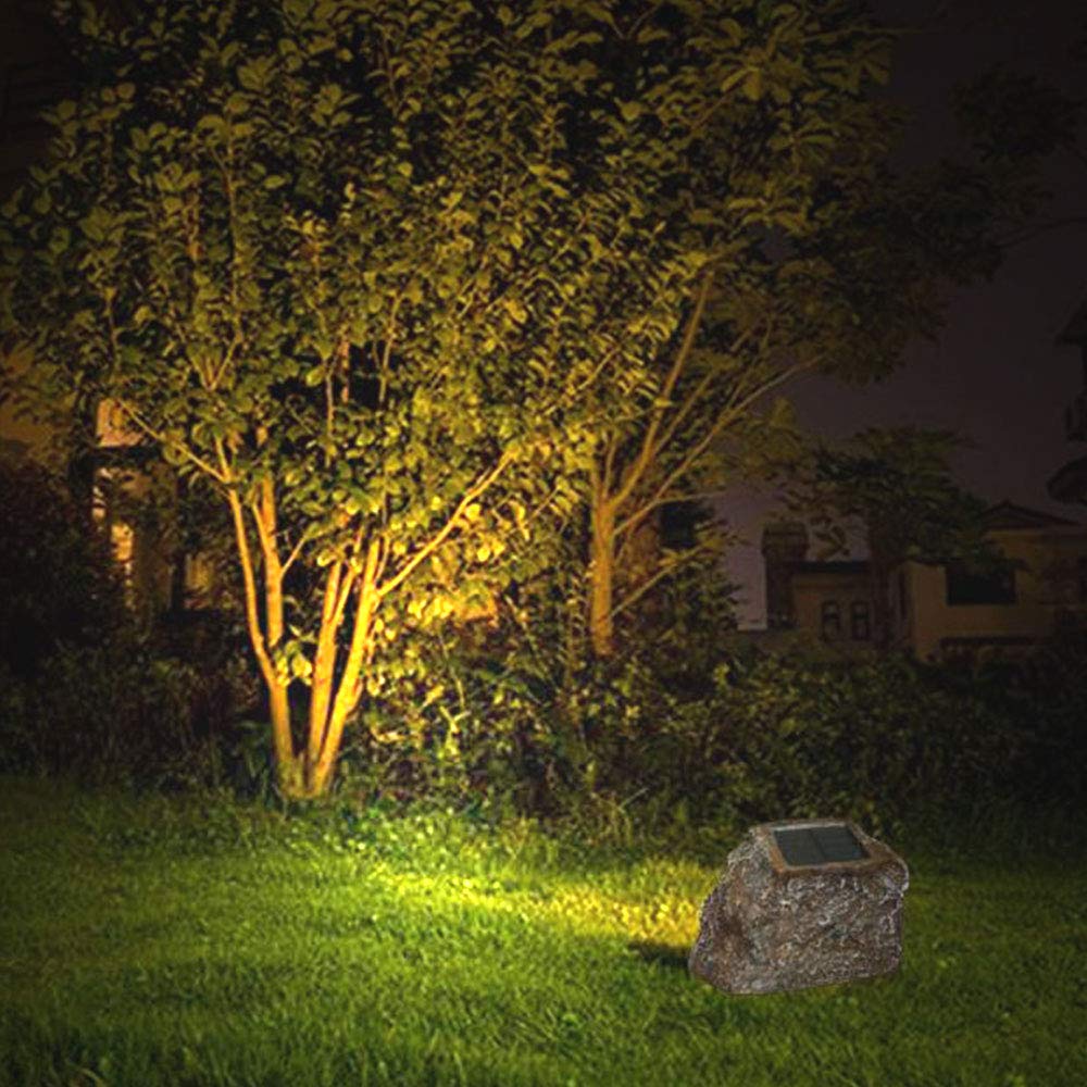 EiGreen Solar Garden Rock Lights 2 Pack – Waterproof Outdoor Rock Pathway Lights