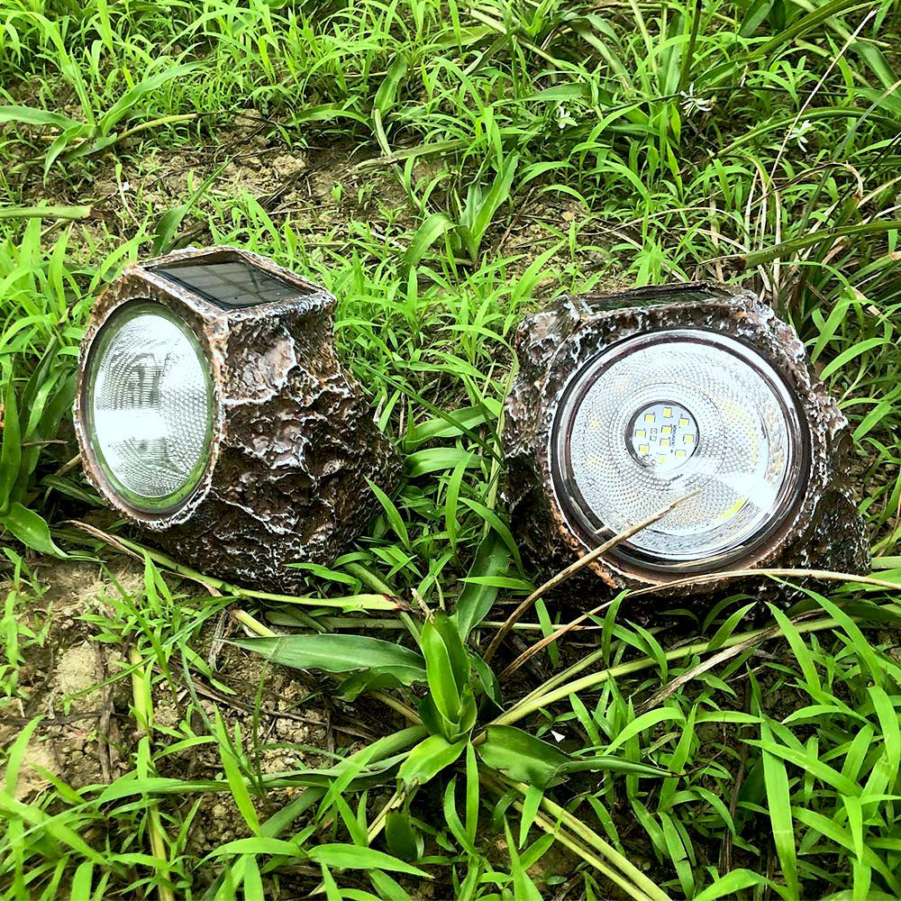 EiGreen Solar Garden Rock Lights 2 Pack – Waterproof Outdoor Rock Pathway Lights