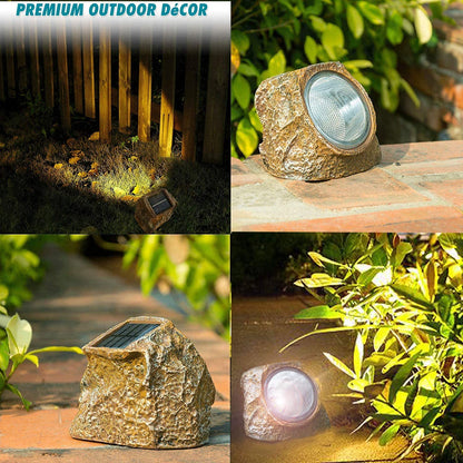 EiGreen Solar Garden Rock Lights 2 Pack – Waterproof Outdoor Rock Pathway Lights