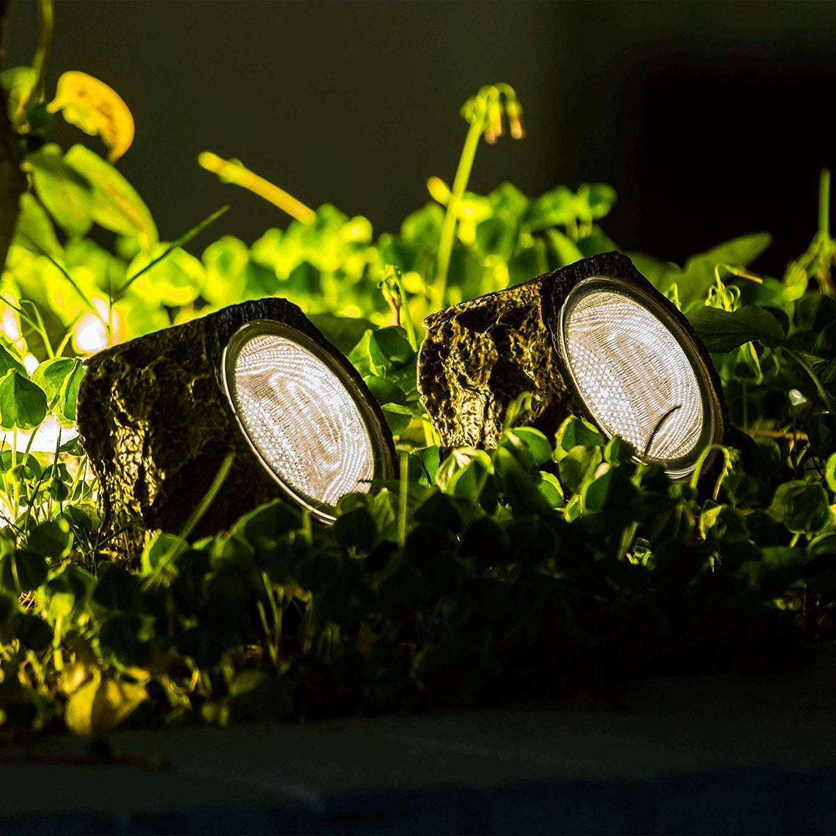 EiGreen Solar Garden Rock Lights 2 Pack – Waterproof Outdoor Rock Pathway Lights