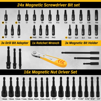 ELEAD 47-Piece Magnetic Nut Driver & Bit Set | Strong Magnetism
