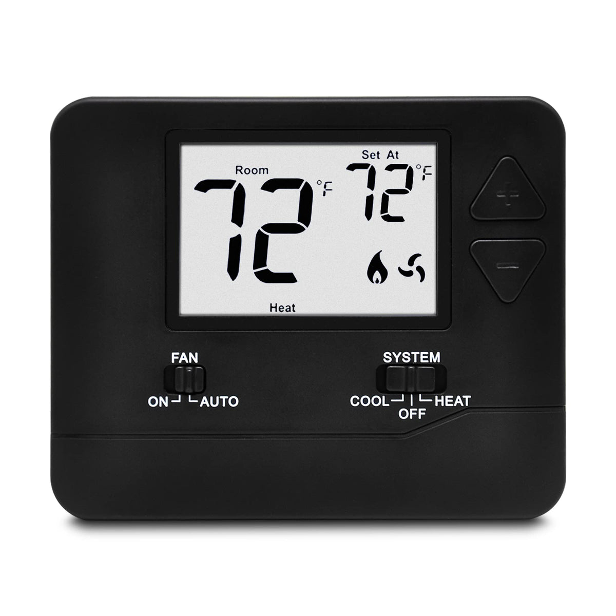 ELECTECK Non-Programmable Digital Thermostat – 1 Heat/1 Cool, Large LCD, Black
