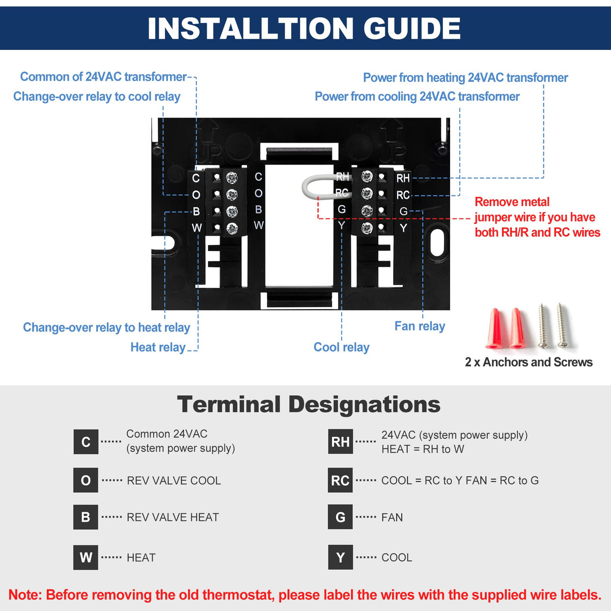 ELECTECK Non-Programmable Digital Thermostat – 1 Heat/1 Cool, Large LCD, Black