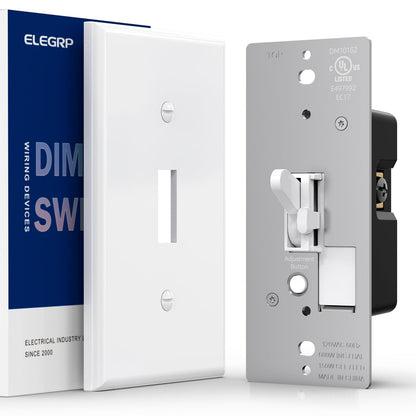 ELEGRP Digital Toggle Dimmer Switch – Smooth LED CFL Incandescent Dimming, Single Pole or 3-Way