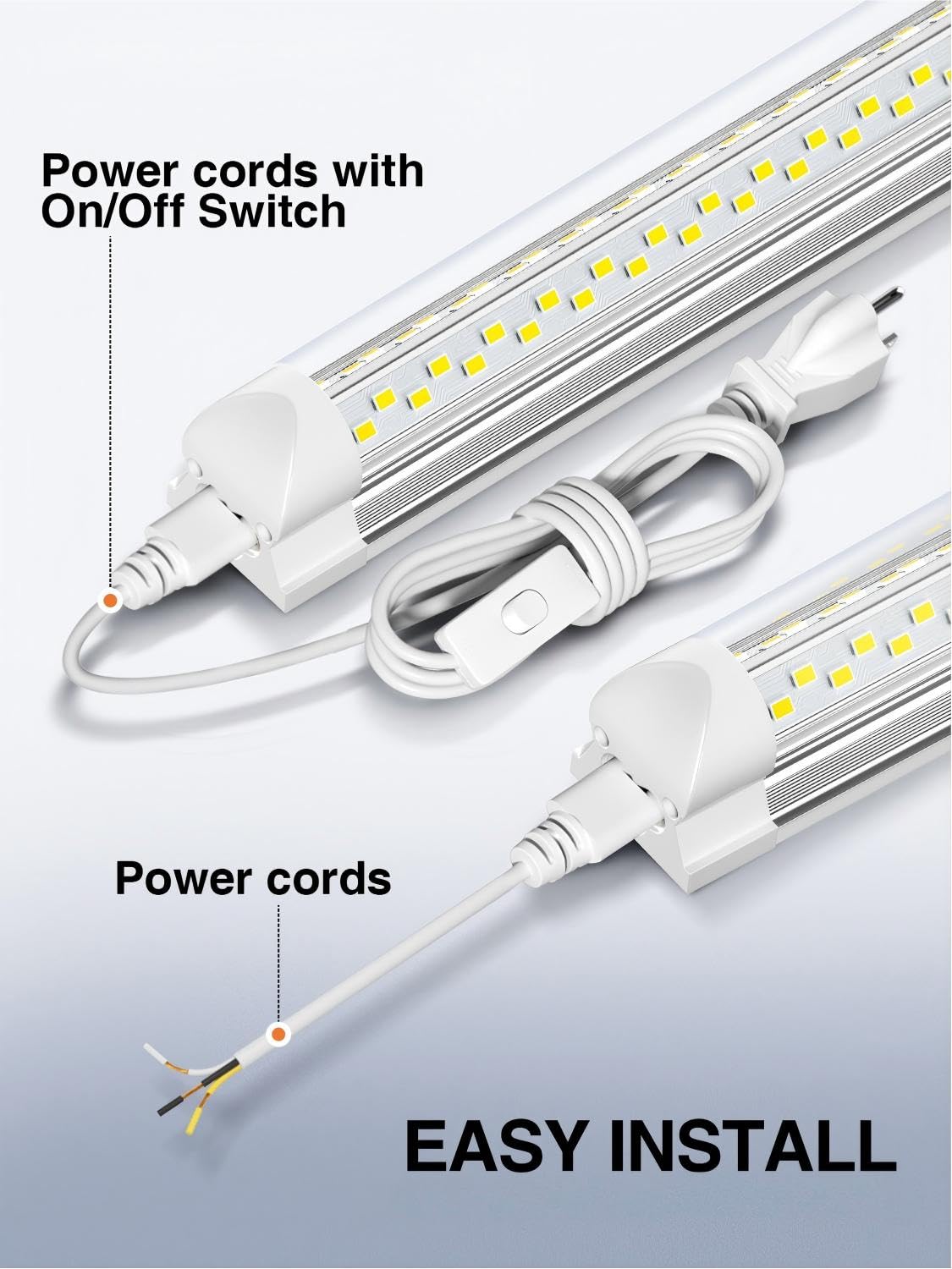 ELEKICO 6 Pack 50W 4ft LED Shop Light — 7500lm, 5000K, V-Shape, Linkable
