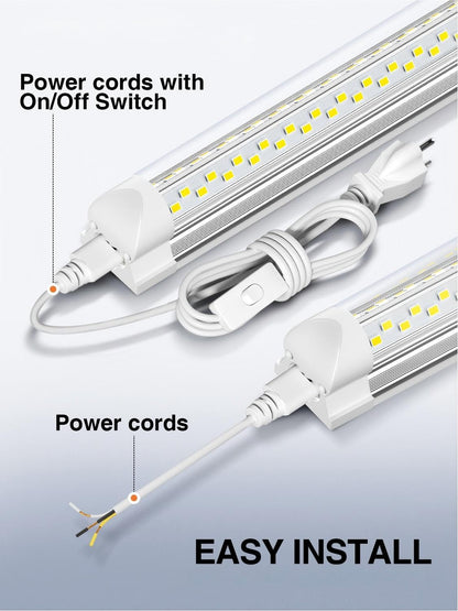 ELEKICO 6 Pack 50W 4ft LED Shop Light — 7500lm, 5000K, V-Shape, Linkable