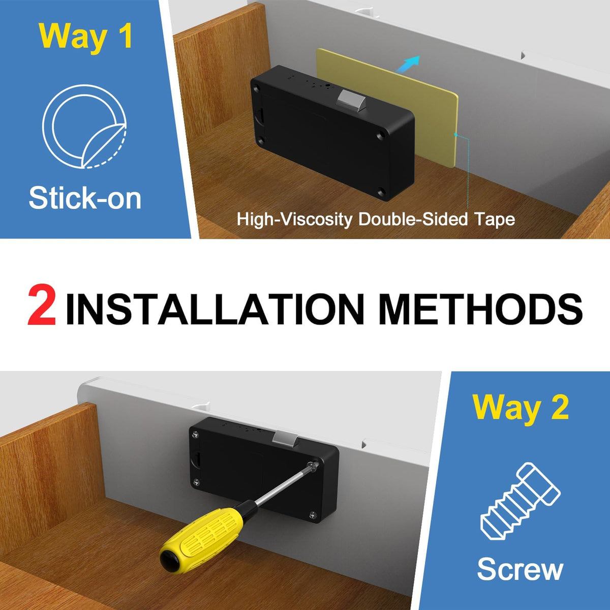 eLinkSmart Drawer Lock – Hidden Cabinet Lock with NFC, Bluetooth & App Control (No Drilling)