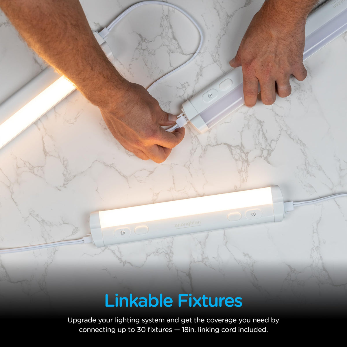 Enbrighten 12-Inch Plug-In Under Cabinet Lights – 855 Lumens, 5 White Temps, Dimmable, One-Touch Sync