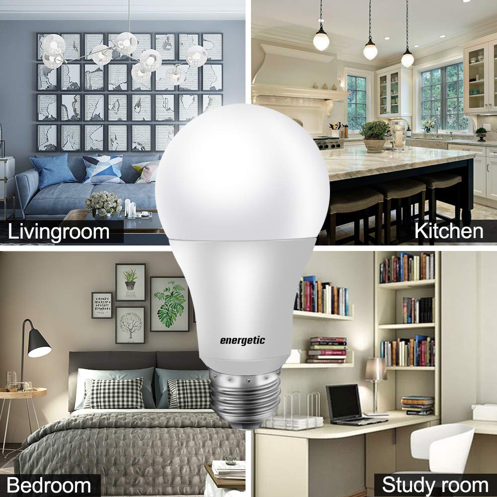 Energetic Lighting 24-Pack A19 LED Bulbs – 40W Equivalent, 5000K Daylight, E26 Base, ETL Listed