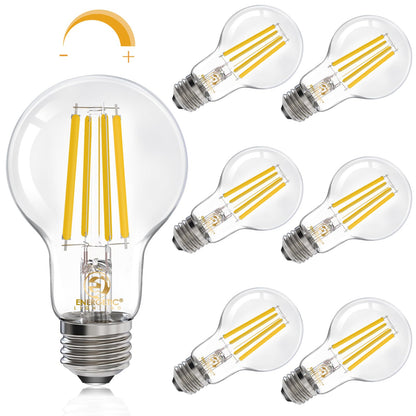 Energetic Lighting Dimmable A19 LED Edison Bulb – 12W (100W Eq), 1600LM, 3000K, E26, 6-Pack