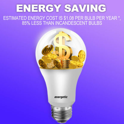 Energetic Lighting 24-Pack A19 LED Bulbs – 40W Equivalent, 5000K Daylight, E26 Base, ETL Listed